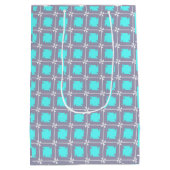 Turquoise en grijze geometrische patronen medium cadeauzakje (Achterkant)
