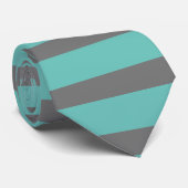 Turquoise en grijze gestreept Stropdas (Opgerold)