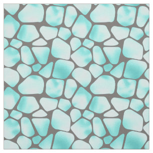 Turquoise en Grijze Giraffe Print Stof