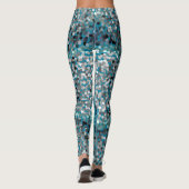 Turquoise en grijze schubben leggings (Achterkant)