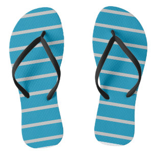 Turquoise en Grijze strepen Teenslippers