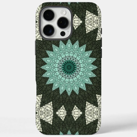 Turquoise en Groen Geometrisch Mandala Patroon Case-Mate iPhone Case (Achterkant)