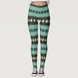 Turquoise en Groen Geometrisch Mandala Patroon Leggings