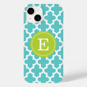 Turquoise en Groen Modern Marokkaans Monogram Case-Mate iPhone Case