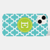 Turquoise en Groen Modern Marokkaans Monogram Case-Mate iPhone Case (Achterkant (horizontaal))