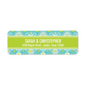 Turquoise en groene Abstracte Ikat Etiket (Voorkant)