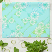 Turquoise en groene bloemen theedoek (Gevouwen)