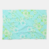 Turquoise en groene bloemen theedoek (Horizontaal)