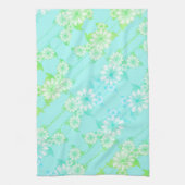 Turquoise en groene bloemen theedoek (Verticaal)