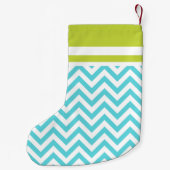 Turquoise en Groene Chevron Monogram Kleine Kerstsok (Achterkant)