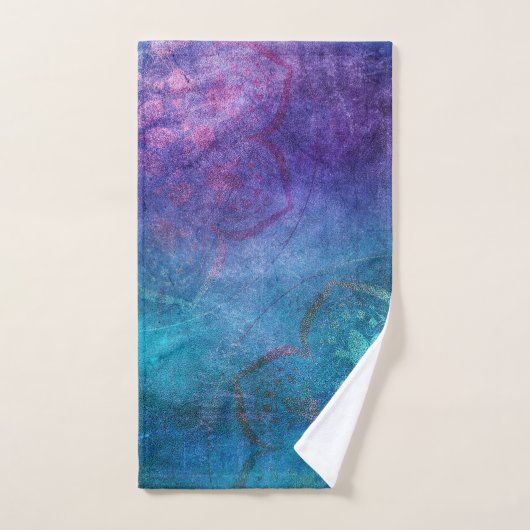 Turquoise en groene elegante lotusbloem bad handdoek (Handdoek)