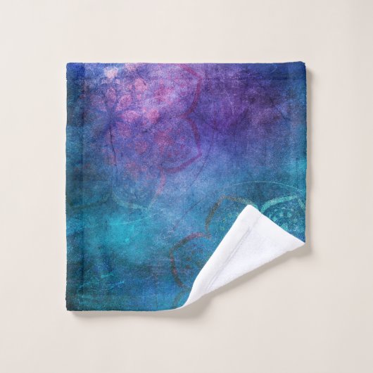 Turquoise en groene elegante lotusbloem bad handdoek (Wasdoekje)