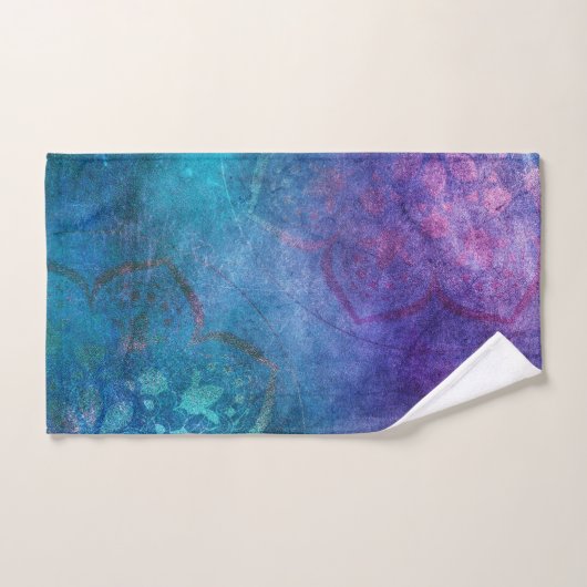 Turquoise en groene elegante lotusbloem bad handdoek (Handdoek)