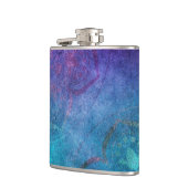 Turquoise en groene elegante lotusbloem heupfles (Links)