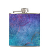 Turquoise en groene elegante lotusbloem heupfles (Voorkant)