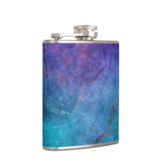 Turquoise en groene elegante lotusbloem heupfles (Rechts)