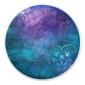 Turquoise en groene elegante lotusbloem keramische knop (Voorkant)