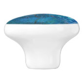 Turquoise en groene elegante lotusbloem keramische knop (Zijkant)