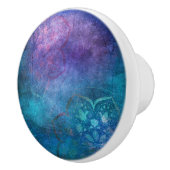 Turquoise en groene elegante lotusbloem keramische knop (Rechts)