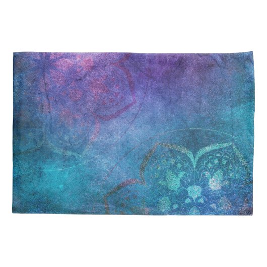 Turquoise en groene elegante lotusbloem kussensloop (Achterkant)