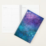 Turquoise en groene elegante lotusbloem planner<br><div class="desc">Turquoise, Aqua Blue en Green Elegant Lotus Folie Patroon. Dit bloemmotief staat symbool voor het spirituele boeddhisme.</div>