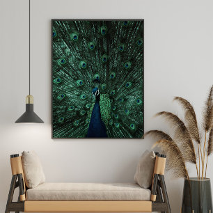 Turquoise en groene Peacock Wall Art Poster