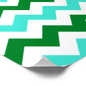 Turquoise en groene zigzag poster (Hoek)