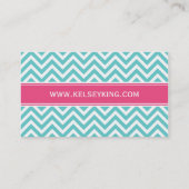 Turquoise en Hot Pink Chevron Custom Monogram Visitekaartje (Achterkant)