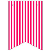 Turquoise en hot roze strepen Happy Birthday Vlaggetjes (Eerste vlag)