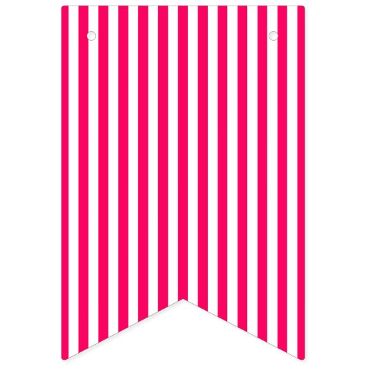 Turquoise en hot roze strepen Happy Birthday Vlaggetjes (Eerste vlag)