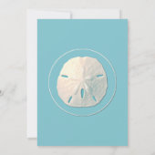 Turquoise en Ivory Sand Dollar Wedding Invitation Kaart (Achterkant)