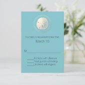 Turquoise en Ivory Zand Dollar Response Kaart (Staand voorkant)