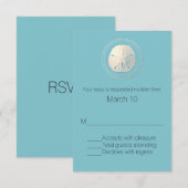 Turquoise en Ivory Zand Dollar Response Kaart (Voorkant / Achterkant)