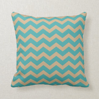 Turquoise en Khaki Chevrons Kussen