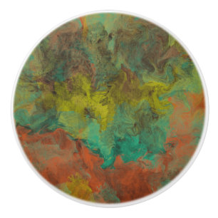 Turquoise en koper met gouden accenten keramische knop