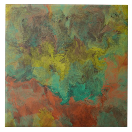 Turquoise en koper met gouden accenten tegeltje (Voorkant)