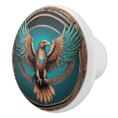 Turquoise en koperen adelaar keramische knop (Rechts)