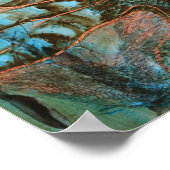 Turquoise en koperen octopus Abstracte kunstprint Poster (Hoek)