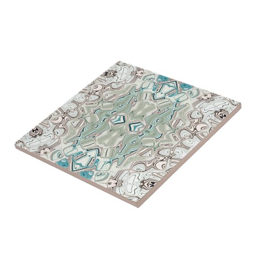 Turquoise en kopermengsel tegeltje (Zijkant)