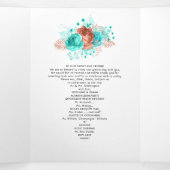 Turquoise en koraal bloemenbruiloft programma (Binnenkant midden)