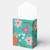 Turquoise en Koraal Bloemmotief Bedankdoosjes (Geopend)