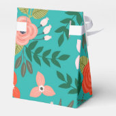 Turquoise en Koraal Bloemmotief Bedankdoosjes (Achterkant)