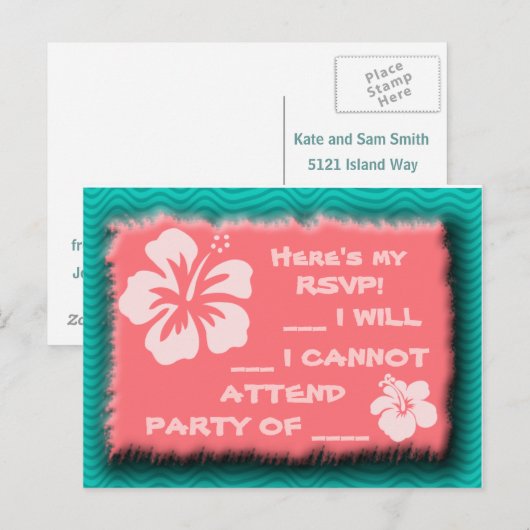 Turquoise en koraal Briefkaarten aan te passen (Voorkant / Achterkant)