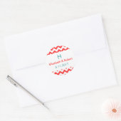 Turquoise en koraal Chevron bruiloft Ronde Sticker (Envelop)