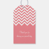 Turquoise en koraal chevron huwelijksgunst cadeau  cadeaulabel (Achterkant)