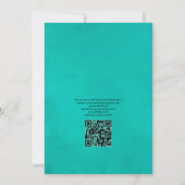 Turquoise en Koraal QR Code RSVP Strand Huwelijk Kaart (Achterkant)