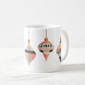 Turquoise en koraal Retro Midden-eeuwse Ornamenten Koffiemok (Voorkant rechts)