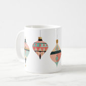 Turquoise en koraal Retro Midden-eeuwse Ornamenten Koffiemok (Voorkant links)