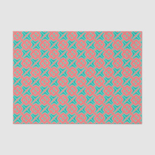 Turquoise en koraal uniek patroon  tissuepapier