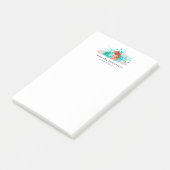 Turquoise en koraal waterverf bloemen post-it® notes (Schuin)